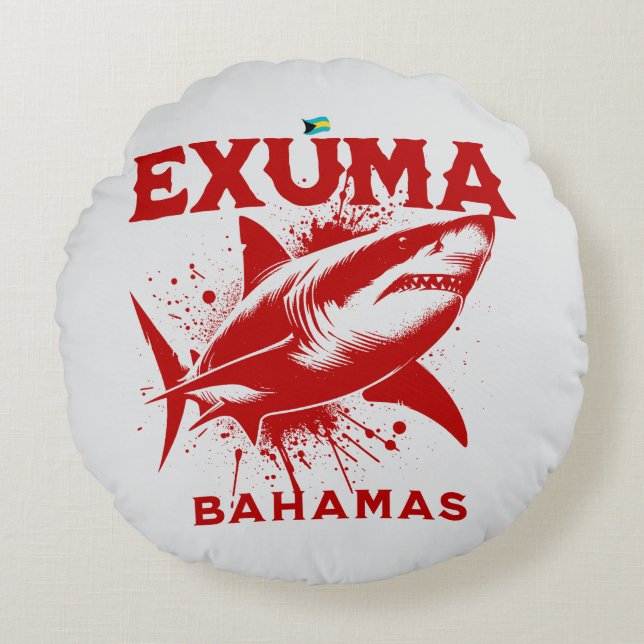 Cojín Redondo Regalo de recuerdo de Bahamas: Exuma Bahamas: Pesc (Anverso)