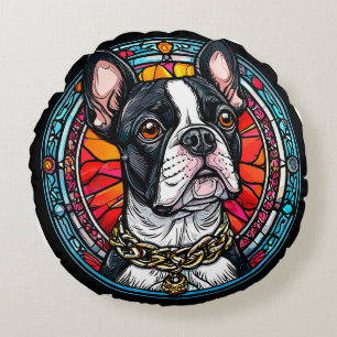 Cojín Redondo Regalo de retrato de Bulldog Francés para amantes 