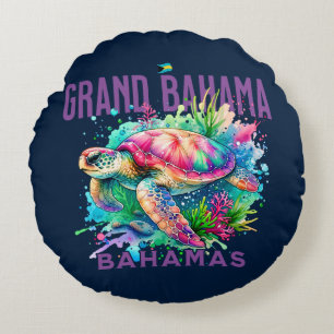 Cojín Redondo Regalo de souvenirs de Bahamas: Gran Tortuga marin