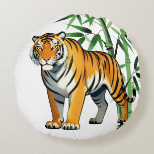 Cojín Redondo Regalo de Tigre de Dibujos Animados Amante de Tigr