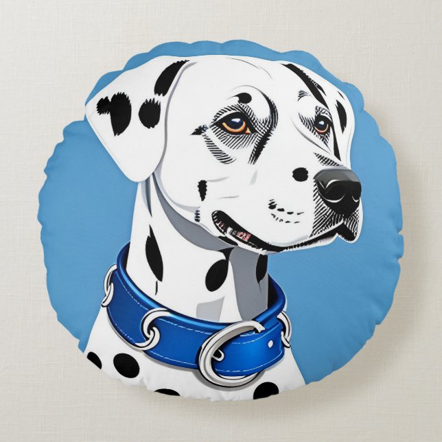 Cojín Redondo Regalo elegante para amantes de perros dálmatas ac (Anverso)