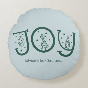 Cojín Redondo Regalo gráfico de Navidad con diversión minimalist