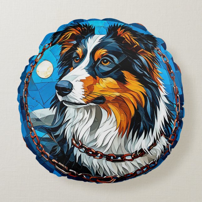 Cojín Redondo Regalo para amantes de Collie (Anverso)