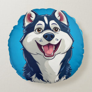 Cojín Redondo Regalo para amantes de perros de dibujos animados 