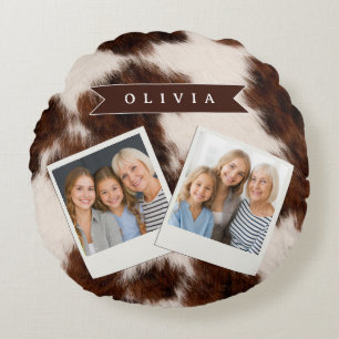 Cojín Redondo Regalo Personalizado de Vaquera con Estampado de V