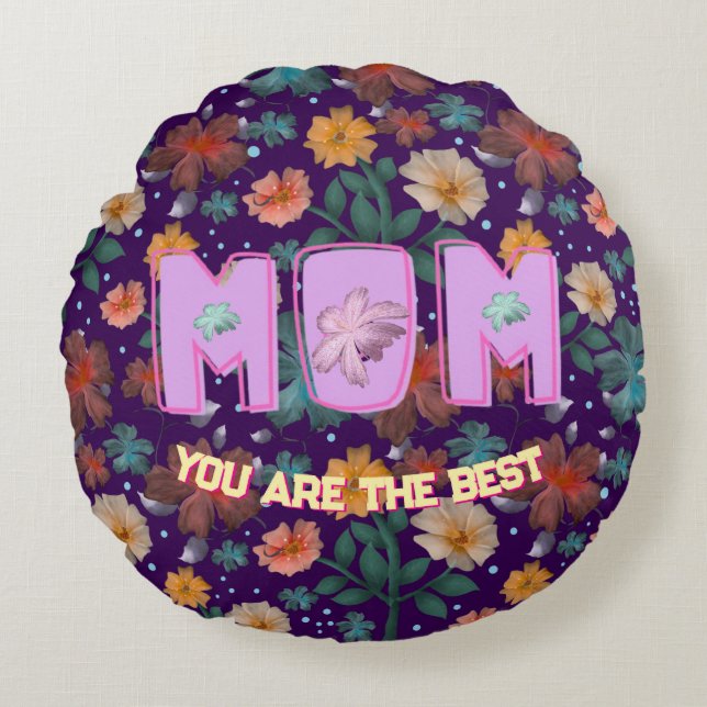 Cojín Redondo Regalo personalizado del día de la madre lumbar (Anverso)