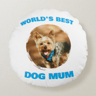 Cojín Redondo Regalo personalizado mínimo mejor perro gato mamá