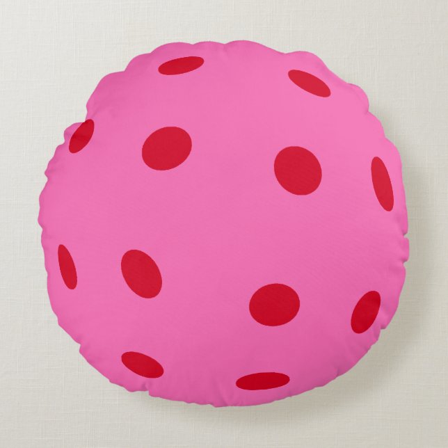 Cojín Redondo Regalo rosado decorativo de Pickleball (Anverso)