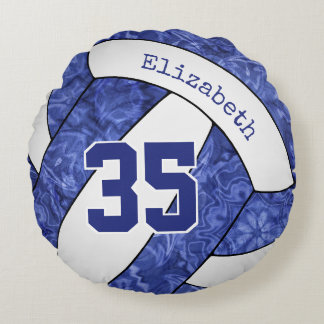 Cojín Redondo regalos del equipo azul de voleibol blanco
