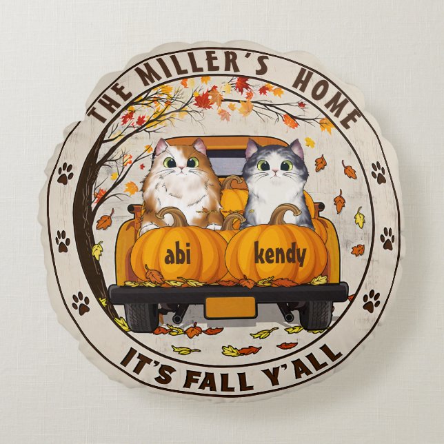 Cojín Redondo Regalos Personalizados De mascota Cute House Para  (Anverso)