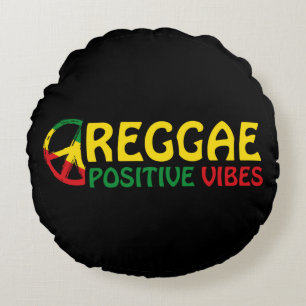 Cojín Redondo Reggae Music con vibraciones positivas y bandera d