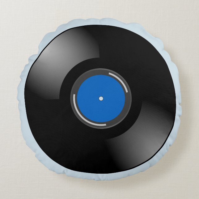 Cojín Redondo Registro de vinilo (Anverso)