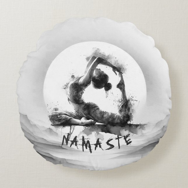 Cojín Redondo Reiki de yoga de una pierna de paloma de pichón de (Anverso)