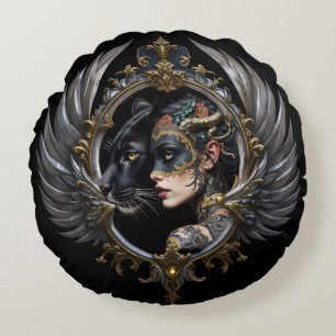 Cojín Redondo Reina de la Sombra – Emblema del Espíritu de la Pa