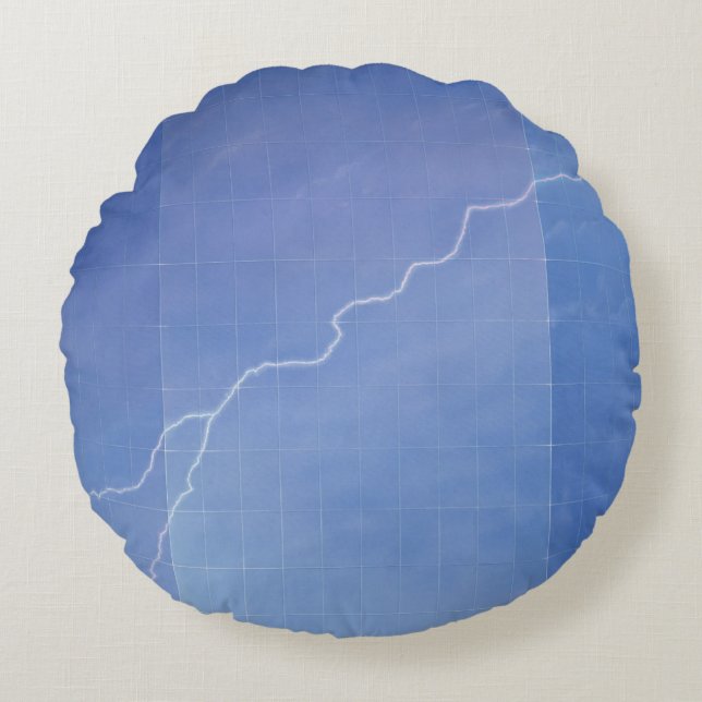 Cojín Redondo Relámpago a través del edificio de cristal (Anverso)