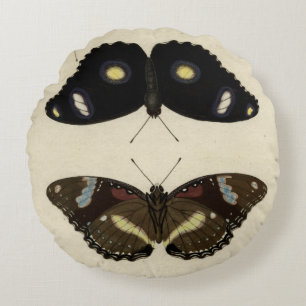 Cojín Redondo Relevo colorido de la mariposa en el fondo poner