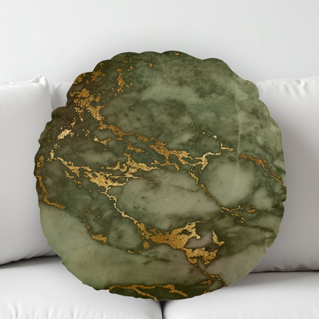 Cojín Redondo Relieve metalizado dorado de imitación verde oliva (Subido por el creador)