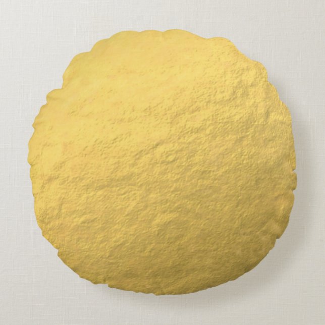 Cojín Redondo Relieve metalizado dorado elegante impreso (Anverso)