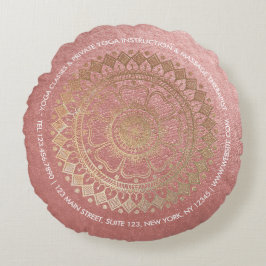 Cojín Redondo Relieve metalizado dorado rosado Mandala