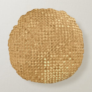 Cojín Redondo Relieve metalizado dorado sin soldadura, textura p