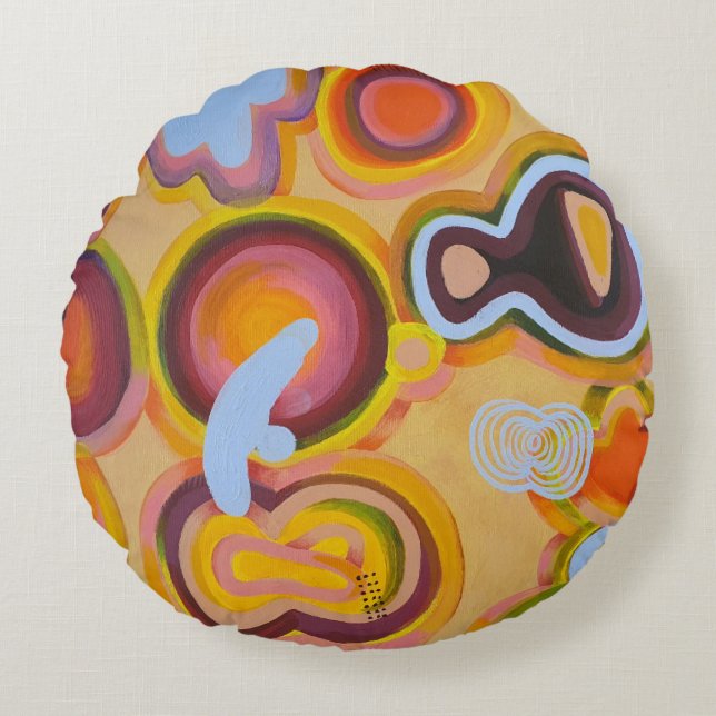 Cojín Redondo reloj amarillo (Anverso)