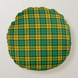 Cojín Redondo Reloj negro verde amarillo Campbell Tartan Plant