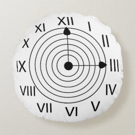 Cojín Redondo Reloj romano Negro y Blanco