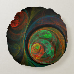 Cojín Redondo Renacer Verde Abstrato Arte Ronda Pillow
