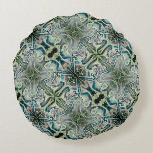 Cojín Redondo Repetición del thro ciano verde grisáceo y verde