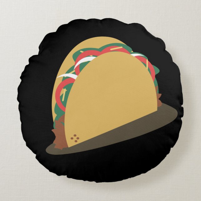 Cojín Redondo Restaurante de comida de tacos isométricos diverti (Anverso)