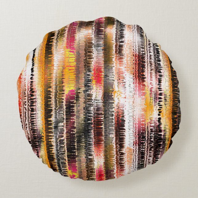 Cojín Redondo Resumen a rayas de papel escarpado (Reverso)