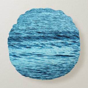 Cojín Redondo Resumen abstracto de la ola de agua azul, acua,