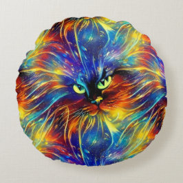 Cojín Redondo Resumen Cohesivo Exquisito Gato Enciende Sin Perju