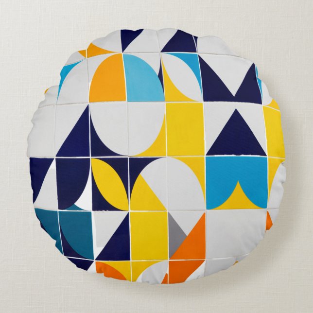 Cojín Redondo Resumen colorido (Anverso)