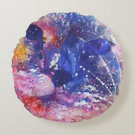 Cojín Redondo Resumen Cósmico de Dreamscape Cat