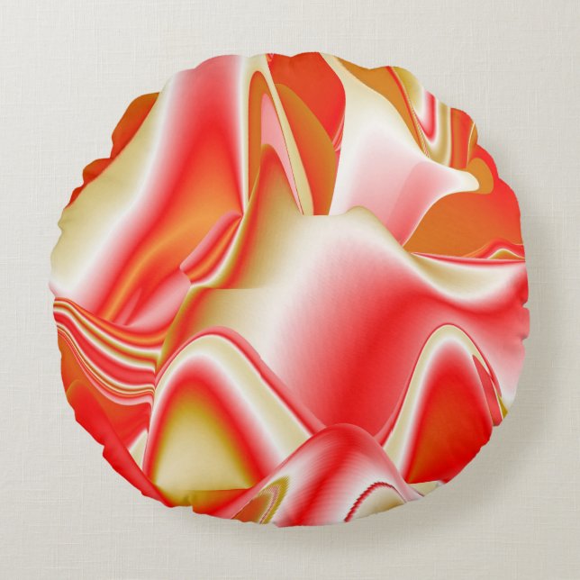 Cojín Redondo Resumen de amor y oro en 3D Rainbowart (Anverso)