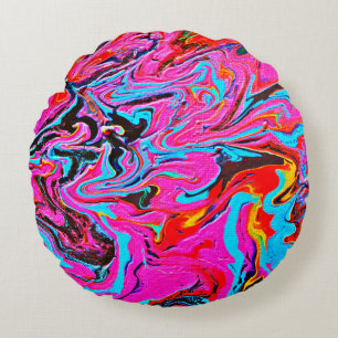 Cojín Redondo Resumen De Arte, Fondo, Pintura De Mano, Ar Fluid