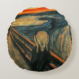Cojín Redondo Resumen de Arte Moderno de Scream Munch