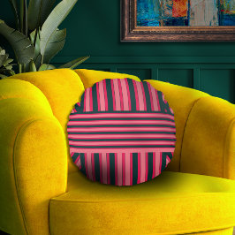 Cojín Redondo Resumen de color rosa del carbón vegetal Art Deco 