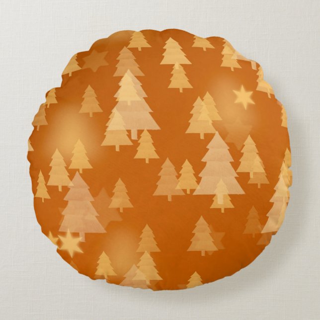 Cojín Redondo Resumen de copos de nieve. 2.º ilustracion. Navida (Anverso)