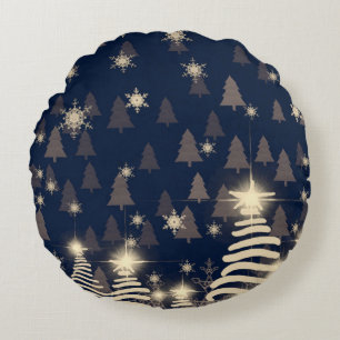 Cojín Redondo Resumen de copos de nieve. 2.º ilustracion. Santís