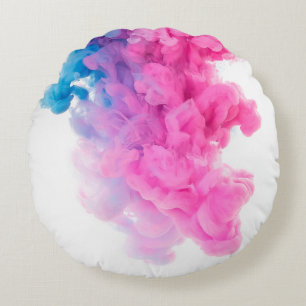 Cojín Redondo Resumen de fondo de arte azul rosa