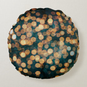 Cojín Redondo resumen de fondo de luces, fondo, negro, borroso