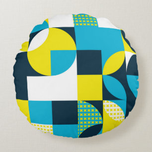 Cojín Redondo Resumen de fondo geométrico con cuadrados, trinit