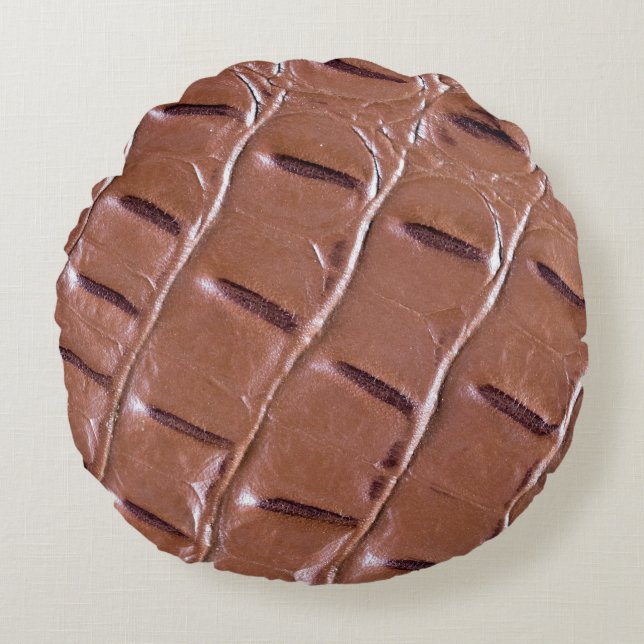 Cojín Redondo Resumen de fondo texturizado de cuero de cocodrilo (Anverso)