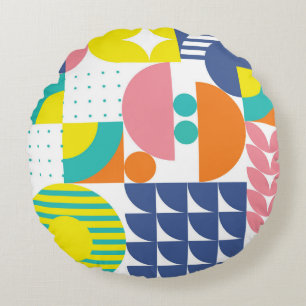 Cojín Redondo Resumen de Formas Geométricas Modernas.