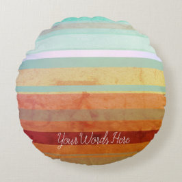 Cojín Redondo Resumen de franjas de paisaje y sus palabras