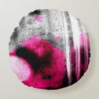 Cojín Redondo Resumen de Fuchsia, Gris y Black Grain Photo Art