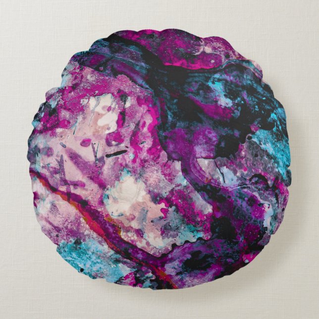 Cojín Redondo Resumen de Geode Cristal de Ruby y Sapphire (Anverso)