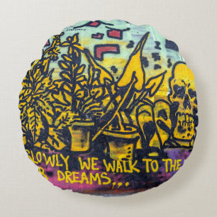 Cojín Redondo Resumen de graffiti arte urbano